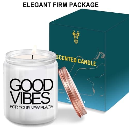 House Warming Gifts New Home, New Home Gifts, Good Vibes Candle, New House Essentials Best Presents for Women Couple Friends - Lavender Candles
