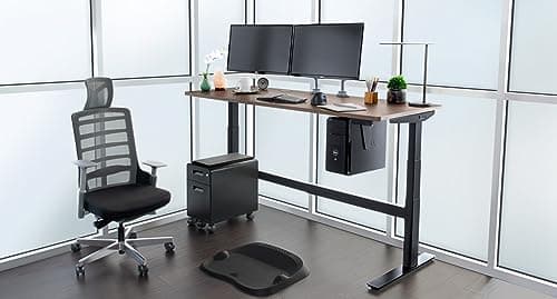 UPLIFT DESK 2-Leg V2-Commercial C-Frame Height Adjustable Standing Desk Frame (White), No Desktop, Advanced Memory Keypad, Free Wire Tray