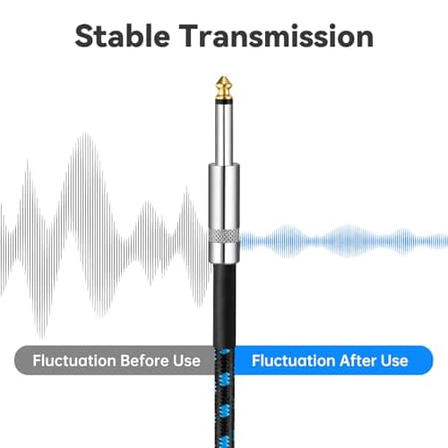 Tomorotec 3-Pack 10ft Braided Guitar Cables for Electric Guitar, Bass, Microphone, Speaker, Mixing Console, 1/4" Interface Instrument Cables with Durable Copper & PE Build and Tangle-Free Tweed Jacket