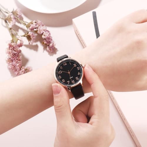 TWOPTION Women's Dainty Analog Leather Dress Watch for Small Wrists, Ladies Waterproof Watches for Women, Reloj para Mujer