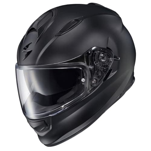 ScorpionEXO Ryzer Full Face Motorcycle Helmet with Pinlock Ready Shield with Integrated Speaker Pockets DOT ECE Approved Solid (Matte Black - X-Large)