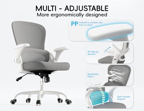 TRALT Ergonomic Office Chair - Comfy Desk Chair with Back Support, Home Office Desk Chairs, Computer Chair, 330lbs Wide Seat Big and Tall Office Chair for Executives (Grey)