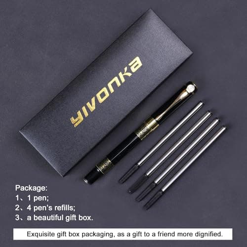 YIVONKA Ballpoint Pen Black Refill,business pens,Luxury Pen,Best Ball Pen Gift Set for Men & Women Professional Executive,Office,Nice Pens Classy Gift Box (Black)