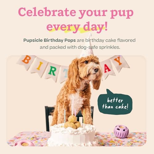 WOOF Pupsicle Birthday Pops - Healthy Dog Treats - Pre-Made Pupsicle Refills - Wholesome Ingredients - Naturally Sweet - Cake-Flavored Birthday Treat for Dogs - XL