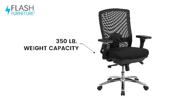 Flash Furniture HERCULES Series 24/7 Intensive Use Big & Tall 350 lb. Rated Black Mesh Multifunction Swivel Ergonomic Office Chair