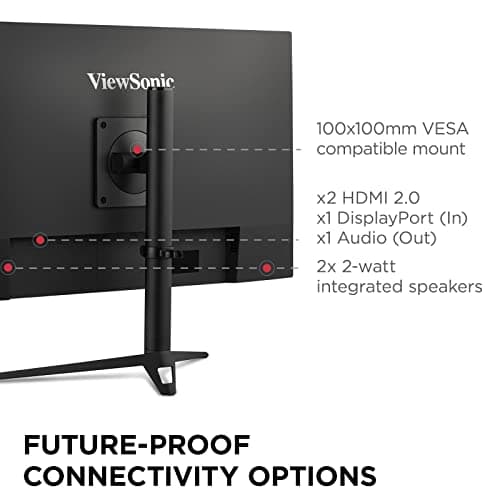 ViewSonic VX2728J-2K 27 Inch 1440p Gaming Monitor, IPS with 180Hz and 0.5ms for Smooth Gameplay, FreeSync Premium and G-Sync Compatible, Eye Care Technology, Advanced Ergonomics, HDMI, and DisplayPort