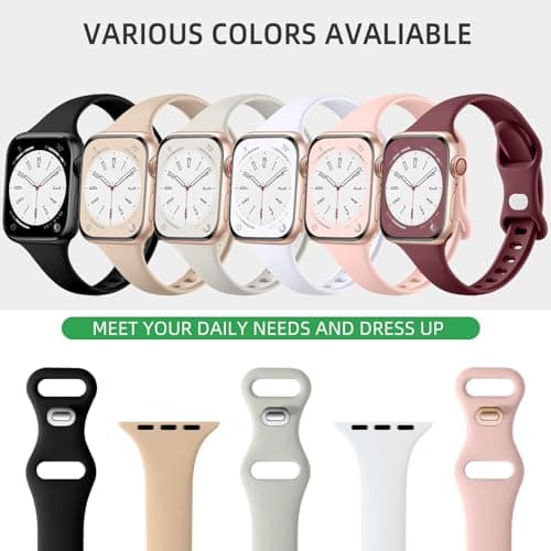 Lerobo Thin Slim Bands Compatible with Apple Watch 40mm 38mm 44mm 45mm 46mm 42mm 41mm 49mm SE iWatch Bands Ultra 3 2 1 Series 11 10 9 8 7 6 5 4 3 2 1 for Women Men, Soft Narrow Sport Strap Wristband