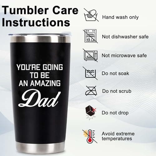 New Dad Gifts For Expecting Dad to be Father’s Day First Time Gifts 20oz Black Insulated Stainless Steel Tumbler Cup Birthday Baby Shower Gender Reveals Presents Christmas Gift Ideas