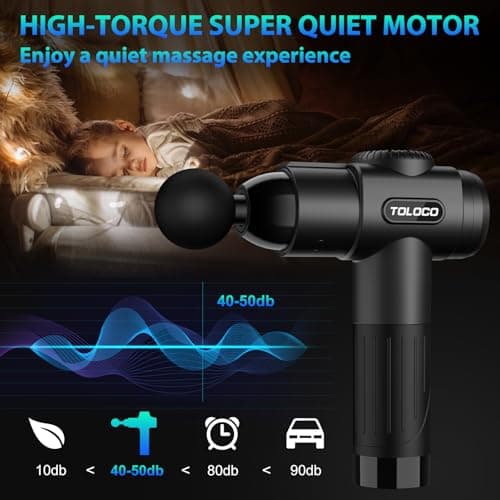 TOLOCO Massage Gun, Deep Tissue Back Massage for Athletes for Pain Relief, Percussion Massager with 10 Massages Heads & Silent Brushless Motor, Gifts for Fathers Day, Black