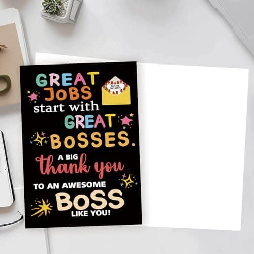 Thank You Card Gifts for Boss Leader Manager, Cute Boss's Day Card for Her Him, Best Boss Appreciation Card for Men Women