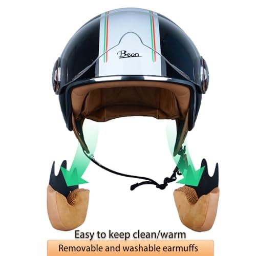 Open Face Motorcycle Helmet for Adults,DOT Approved - Moped Half Vespa Retro Helmet with Anti-Scratch Visor for Men and Women