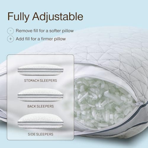 Coop Home Goods Eden Bed Pillow Queen Size for Sleeping on Back, Stomach and Side Sleeper- Medium Soft Memory Foam Cooling Gel - CertiPUR-US/GREENGUARD Gold B01LYU7V4S