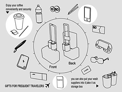Hold Two Drinks No Spill, Fits Roll on Suitcase Handles, Gifts for Travelers, Travel Luggage Accessories, Hook & Loop riemot Luggage Travel Cup Holder Free Hand Suitcase Drink Carrier Grey B07TXCCQGP