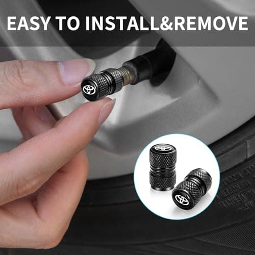 Tire Valve Stem Cap Cover Fit for Toyota Belt O-Ring Seal Corrosion Resistant Tire Valve Caps Car Accessories 4Pc Black