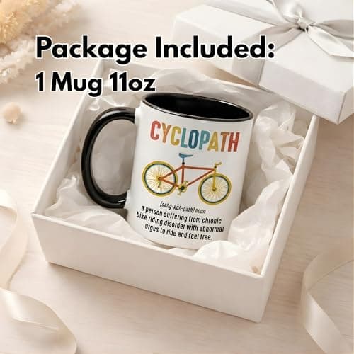 Gift for Cyclist, Cyclopath Definitions Funny Cycling Mug 11oz, Fathers Mothers Day Birthday Christmas Cool Gifts for Cyclists Biker Pedaller Bicycle Lover Triathlete, Bicycle Coffee Cup B0GSG7JZ78