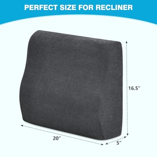 Back Support Pillow for Recliner Dual Layer Lumbar Support Pillow with Gel Memory Foam Ergonomic Orthopedic Lumbar Cushions for Elderly Lower Back Pain Relief Washable Cover Dark Grey