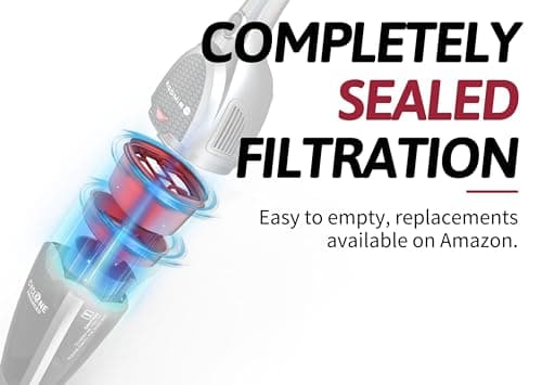 Roomie Tec SlimVac Cordless Vacuum Cleaner for Home – 2200mAh Battery, High Suction Power, Lightweight 2-in-1 Handheld with Bagless Filter, 6 LED Headlights and Auto Recharge Station - Vincent