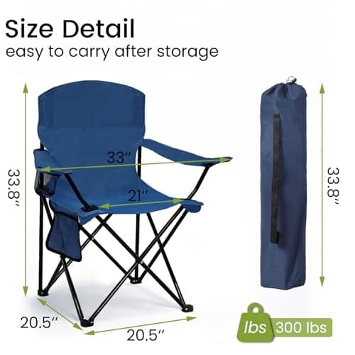 2 Pack Folding Camping Chair with Cup Holder & Side Storage Bag 300lbs Capacity Lightweight High Back Portable for Beach, Picnic, Sport, Cyan