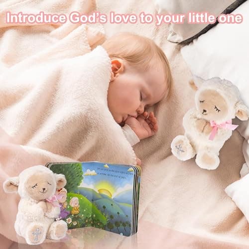 Baptism Gifts for Girl, Great Christening, Dedication and Baptism Gift Set for Girl and Newborn Baby, Includes 7" Praying Lamb Plush Toy and Let Us Pray Baby Book in Keepsake Gift Box