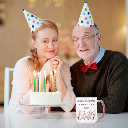 80th Birthday Gifts for Women Her, 1945 Vintage Birthday Coffee Mugs with Silicone Coaster, Fabulous 1945 Gifts Ideas for 80 Years Old Women Mom Sisters Grandma