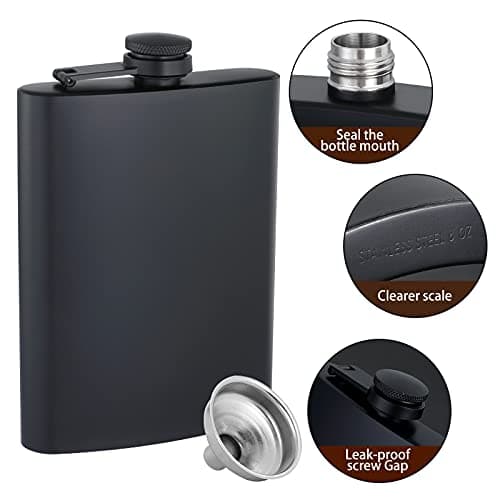 BALABALA Hip Flasks for Liquor for Men Women 12 pcs 8Oz Matte Black Stainless Steel Flask with 12 pcs Funnels for Wedding Party Groomsman Bridesmaid Birthdays Gift