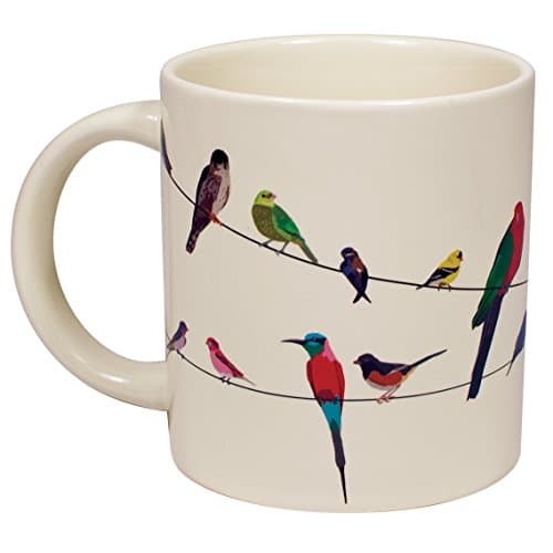 The Unemployed Philosophers Guild Birds on a Wire Heat Changing Mug - Add Coffee and Colorful Birds Appear, Comes in a Fun Box