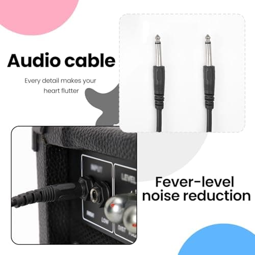 10 ft 6.35mm Guitar Cable - Straight to Straight Instrument Cable, Black Electric Guitar Cord for Electronic Drum, Musical Instrument, Speaker