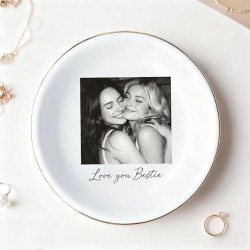 My4gifts Personalized Besties Photo Jewelry Dish, Sisters Jewelry Dish, Custom Besties Gifts, Bff Gifts, Friendship Gift, Best Friend Gift for Women, Custom Jewelrys Plate, Birthday, Christmas/2 B0GFCRMT8Q
