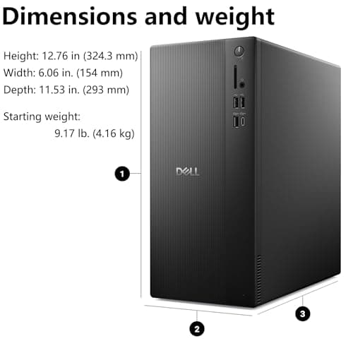 Dell Vostro Desktop Computers Tower PC for Home Business Student, 14th Gen Intel 4-Core Processor, 16GB DDR5 RAM, 1TB PCIe SSD, WiFi 6, Bluetooth, DisplayPort, HDMI, Type-C, Windows 11 Pro
