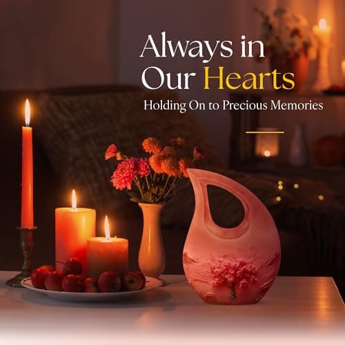 Pink Flower Tree Burial Keepsake Urns for Adult Male & Female Ashes, Drop Handcrafted Cremation Urn for Human Ashes, Remembrance Gift for Loss, Burial Cremains Containers (3 Inch) B0FJDJ42BH