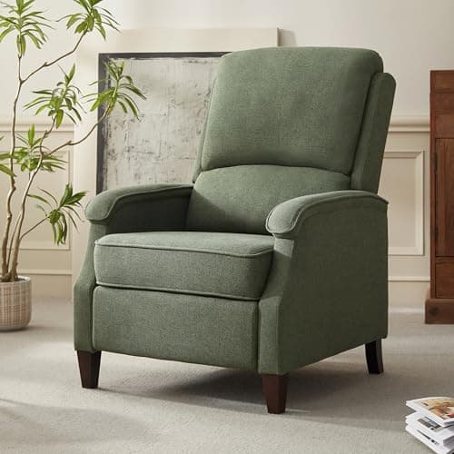 VKNOW Recliner Chair, Fabric Recliner with Soft Armrest, Home Theater Seating with Adjustable Push Back and Lumbar Support, Single Sofa for Adults, Lounge Chair for Living Room, Bedroom(Green)