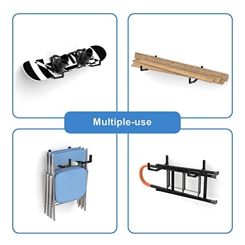 WALMANN Wall Mount Kayak Storage Rack, Kayak Hooks for Garage Wall Hangers for Kayak, Surfboard, Skiis, Snowboard, Paddle Board