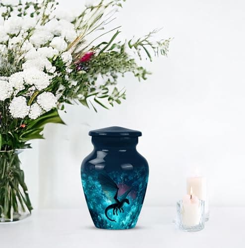 Dragon Small Memorial Urns for Human Ashes Adult Man - Keepsake Green Funeral Urn for Ashes for Women - Mini Blue Burial Urn for Mom & Dad - Cremation Urns for Human - 3 Inch B0FCMK3X17