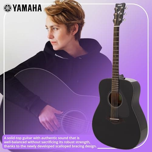 Yamaha FG800J Solid Spruce Top, Traditional Western Gloss Finish Body, 6-String Right-Handed Acoustic Guitar with Rosewood Fingerboard and Bridge (Black), Dreadnought