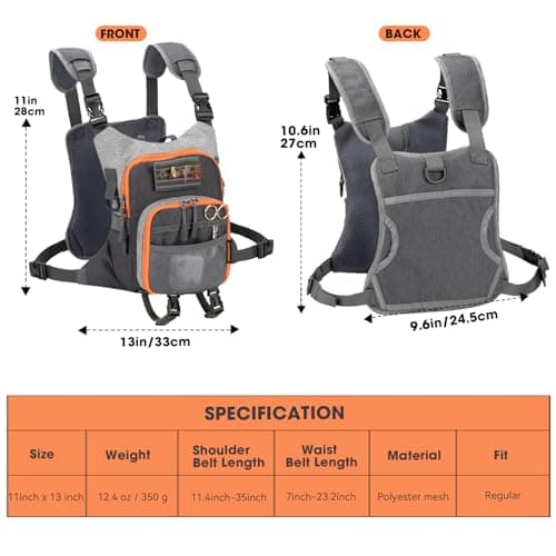 QualyQualy QulayQualy Fly Fishing Pack - Chest Pack with Work Station Lightweight Tackle Fishing Bag with Quick-Release