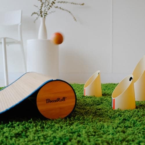 Yard Game – Modern Bocce Ball Set with Ramp & Targets | Portable BocceRoll Lawn Game for Backyard & Beach | Premium Wooden Bocce Game for Family & Party Play