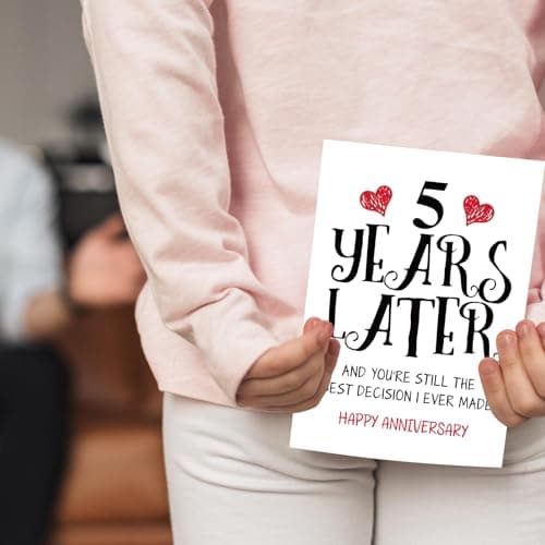Romantic 5 Years Anniversary Card for Husband Wife, Sweet 5th Wedding Anniversary for Couple, Idea Five Years Wedding Card Gift for Him Her, 5th Wedding Anniversary Card, 5 Years Anniversay Decor
