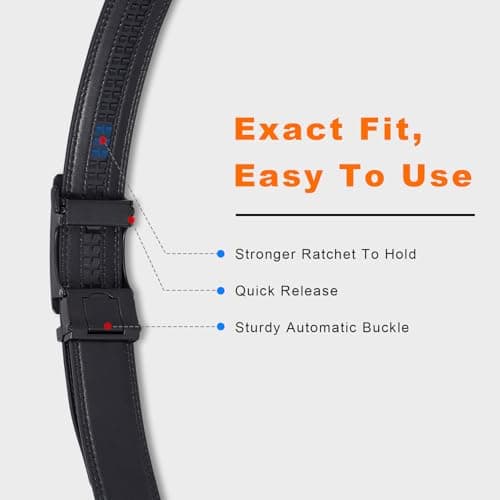 VATAN Men's Belt Leather Ratchet Belt for Men Dress Casual Every Day with Adjustable Buckle, Trim to Fit