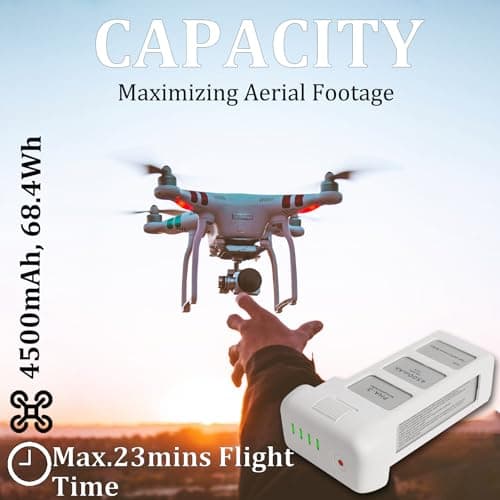 Phantom 3 Battery for DJI, 2 Pack 4500mAh-15.2V Intelligent Flight Battery for DJI Phantom 3/3 Pro/3 Advanced/3 4K/3 SE Drone Replacement
