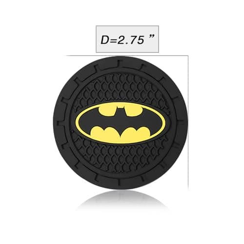 Bat Man 2Pcs Car Cup Holder Coasters for Marvel Fans, The Bat Man Car Coasters for Car Cup Holder Insert,Silicone Non-Slip Car Cup Mat, 2.75 Inch