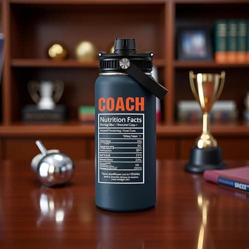 Coach Gifts - 32 Oz Coach Nutriton Facts Water Bottle, The Man The Myth The Legend - Christmas Birthday Cheer Coachs Gifts, Soccer Softball Basketball Swim Coachs Appreciation Gift for Him