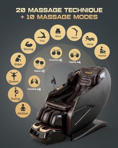 4D Massage Chairs Full Body,Zero Gravity SL-Track Shiatsu Massage Chair Recliner,Core Heating,20 Massage Techniques,Deep Yoga Stretch,Foot Rollers, Ai Voice,Touch Screen,Wireless Charging