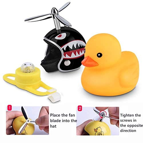 NEKRASH Duck Bike Bell, Rubber Duck Bicycle Accessories with LED Light, Cute Propeller Handlebar Bicycle Horns for Kids Toddler Children Adults Sport Outdoor B07T2HJK9K