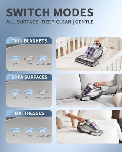 Jimmy Mattress Vacuum Cleaner, Anti-allergen Bed Vacuum Cleaner with UV-C Light & High Heating Tech, 14Kpa Suction 480W Powerful Handheld Vacuums for Dust & Pet Hair(JV35, Corded)