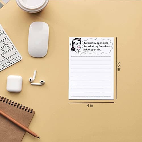 DUGUTUL 4 Funny Novelty Memo Pads,4 x 5.5 in(10x14cm),200 sheets,Coworker Gifts for Women,Funny Notepads for Office,Women Office Note Pad,Perfect Novelty gift for Boss,Coworker,Friend or Family(A)