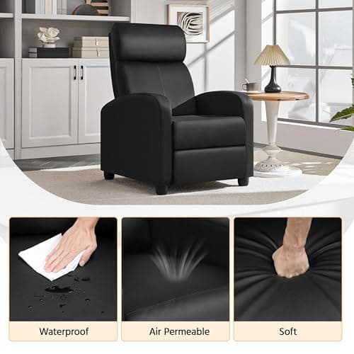 Yaheetech Recliner Chair PU Leather Recliner Sofa Home Theater Seating with Lumbar Support Overstuffed High-Density Foam & Pocket Springs, Push Back Recliners Armchair for Living Room