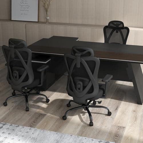 Office Chair Ergonomic Desk Chair,Adjustable Headrest Lumbar Support Computer Chair - Home Office Desk Chairs,300lbs Wide Seat Big and Tall Office Chairs with 3D Armrests, Comfy Desk Chairs (New)