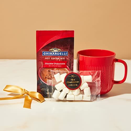 Hot Chocolate Gift Set Made with Ghirardelli, Includes 1 Single-Serve Packet of Ghirardelli Double Chocolate Hot Cocoa Mix, 1 Pack of Mini Marshmallows, and Ceramic Mug, Gourmet Hot Cocoa Gift Set