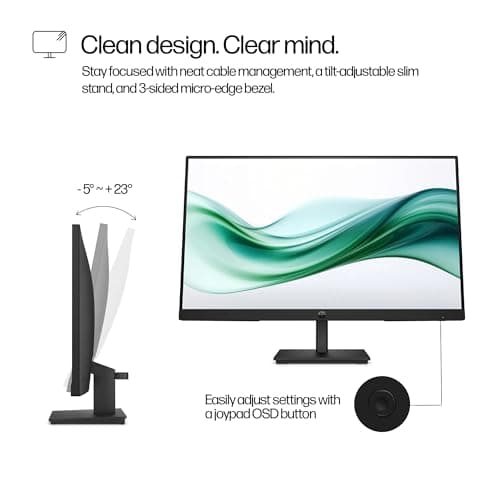 HP V24v G5 24" FHD Computer Monitor (1920x1080), 75Hz Anti-Glare Display, AMD FreeSync, HDMI, VESA Mount, Black, with Dockztorm Dock
