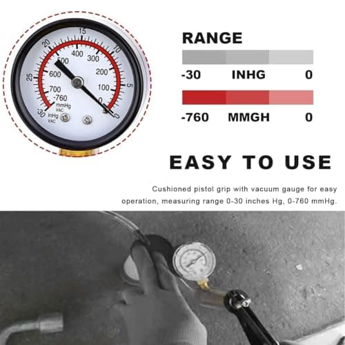 YTFRL Hand Held Vacuum Pump Brake Bleeder Kit, Brake Clutch Fluid Bleeder Vacuum Pump Pressure Tester with Gauge Adapters, Automotive Brake Fluid Bleeding Set with Protected Case